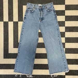 Cropped Light Wash High Waist Wide Leg Jeans
